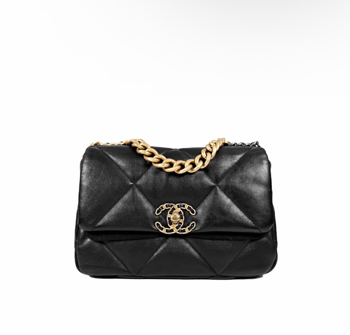 샤넬 여성 19 플랩백 램스킨 핸드백 미디움 금장 블랙 AS1160 상품이미지1