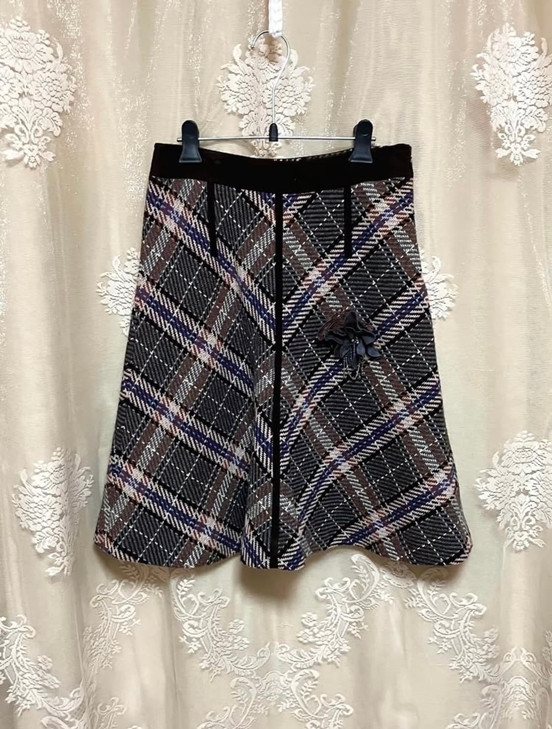 빈티지 TOMBOY 모 체크 스커트 상품이미지1