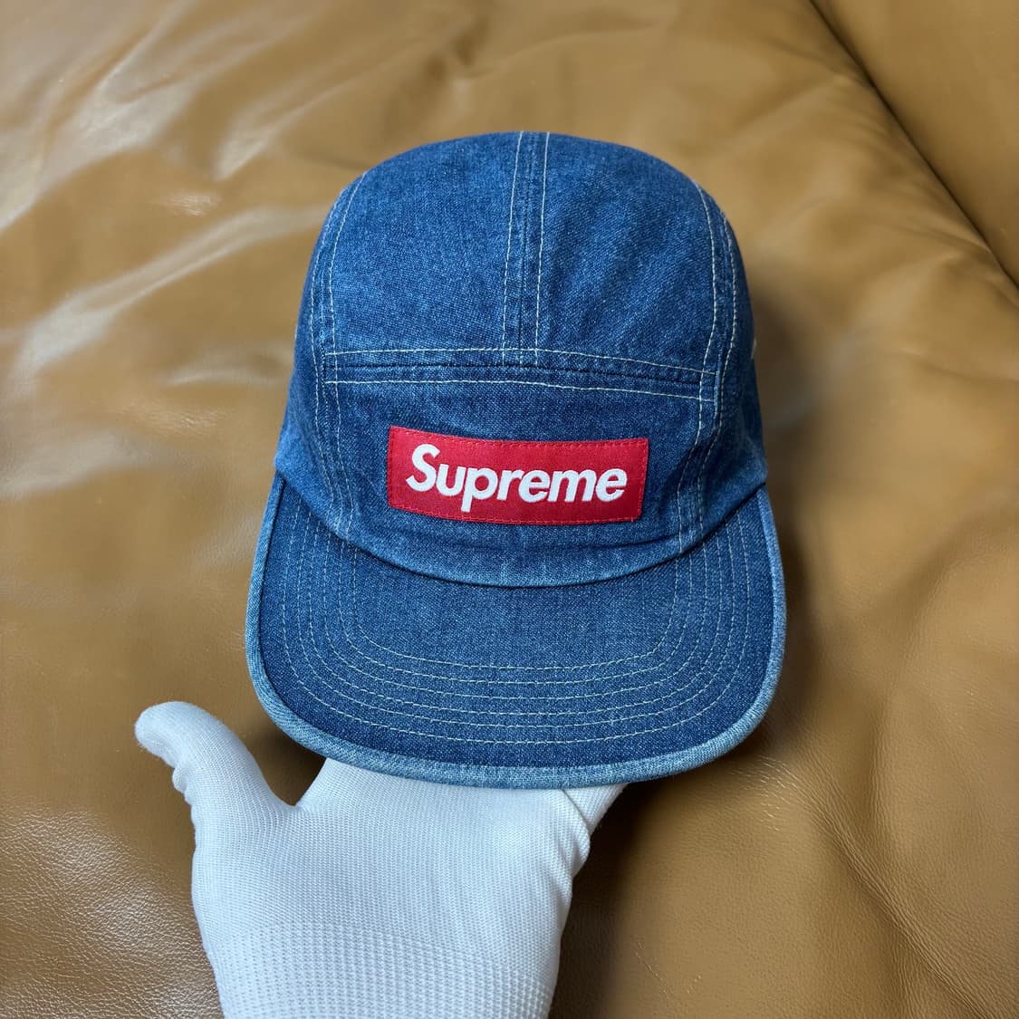 슈프림 캠프캡 모자 박스로고 워시드 데님 상품이미지2