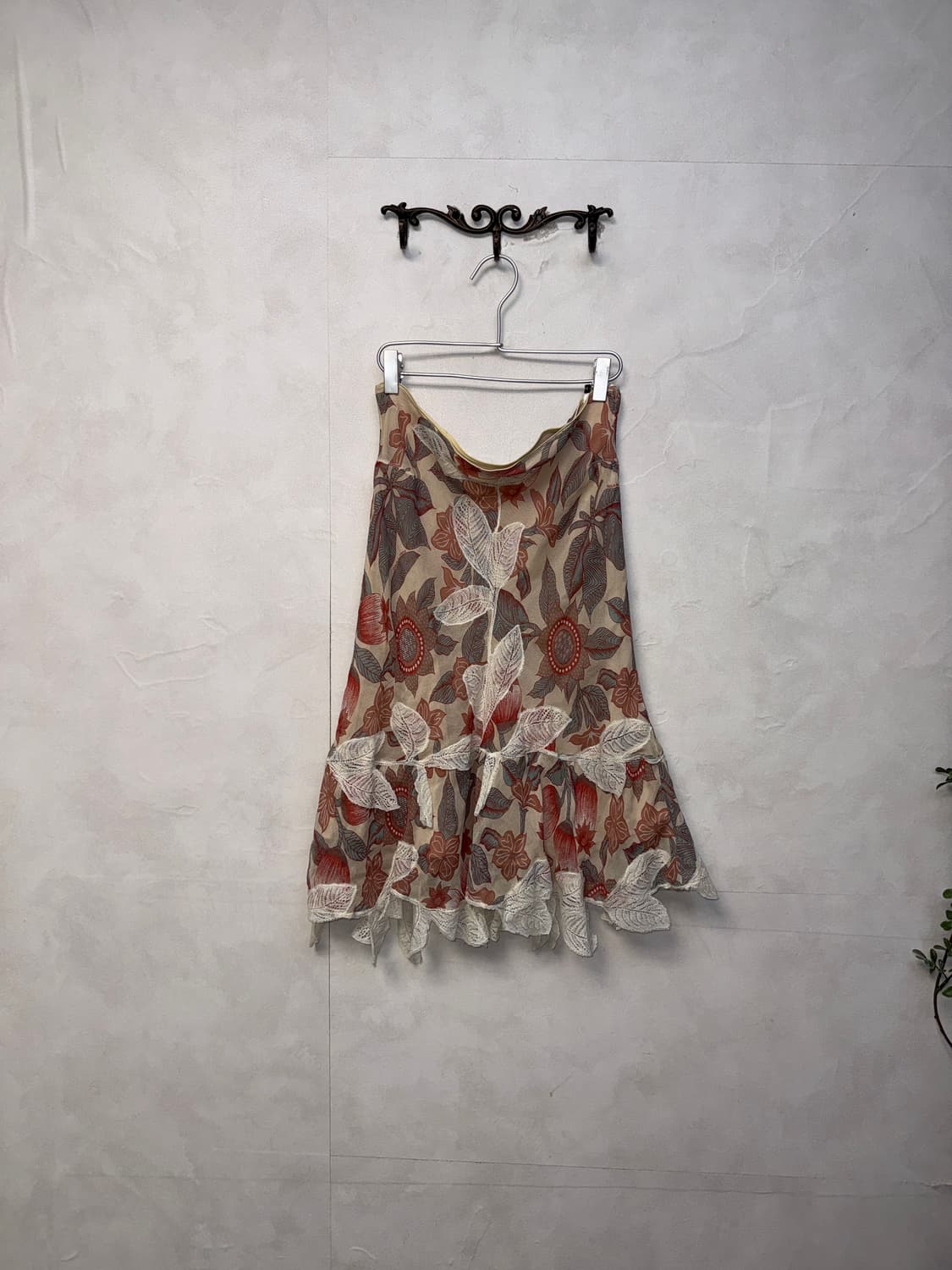 PAOLA FRANI coral floral lace silk skirt 상품이미지2