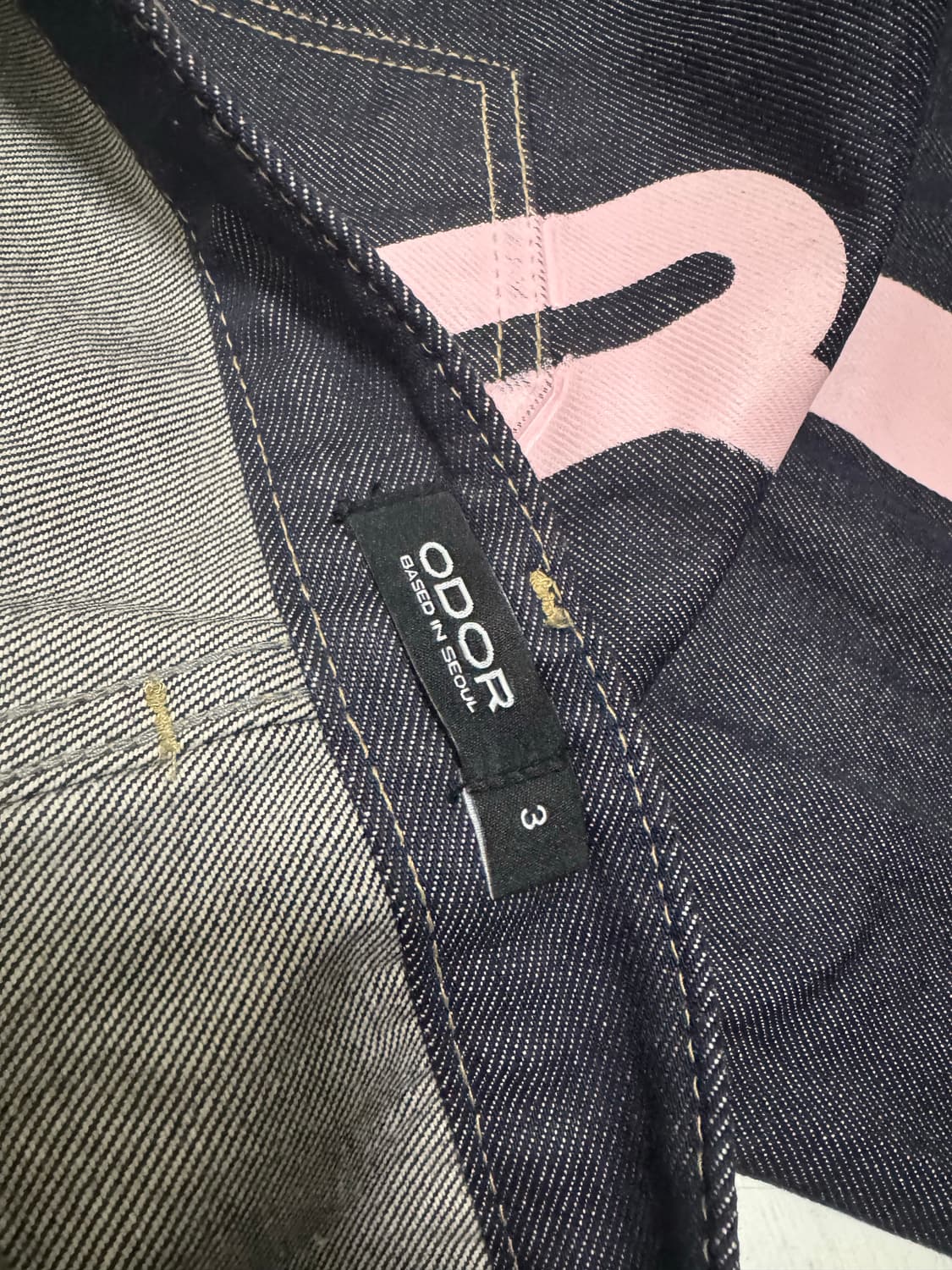 ODOR Logo drop denim in pink 3사이즈 상품이미지2