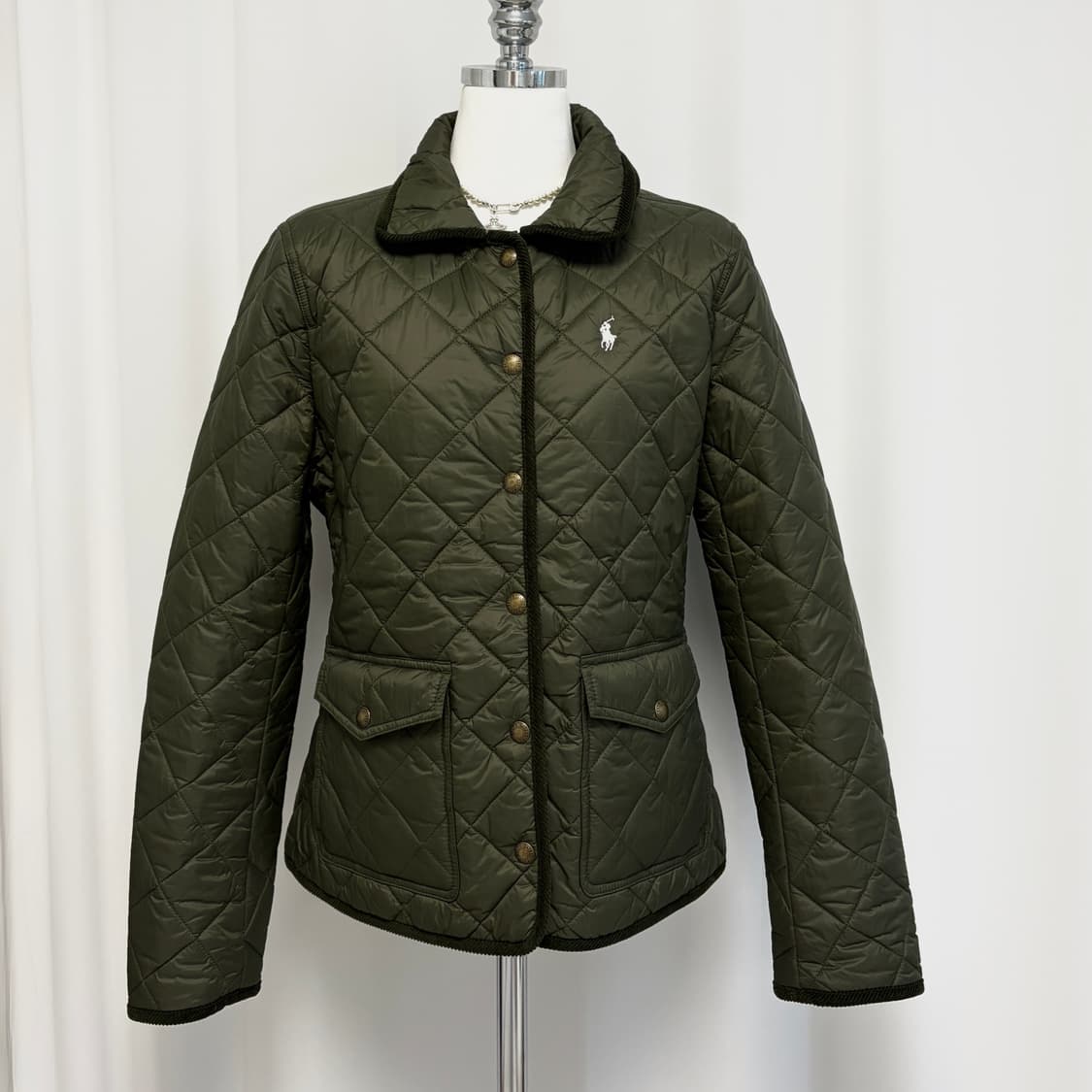 정품QR택)폴로 랄프로렌 퀼팅 자켓 카키색 상품이미지7