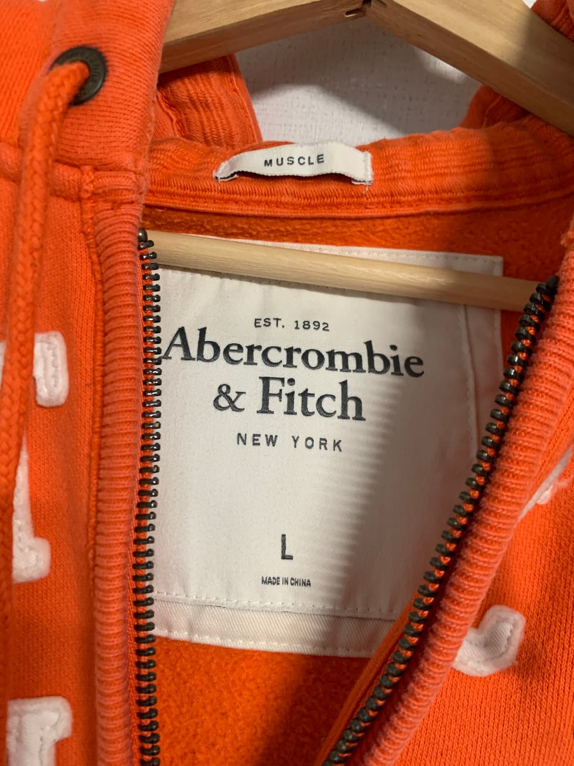 아베크롬비 오렌지 아치로고 후드집업 L 상품이미지3