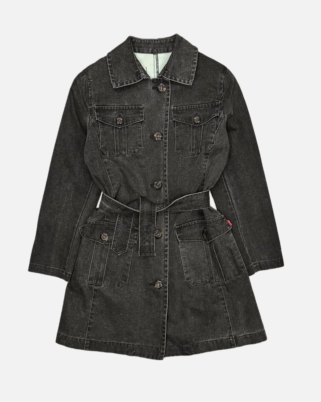 belted grey denim coat 상품이미지1