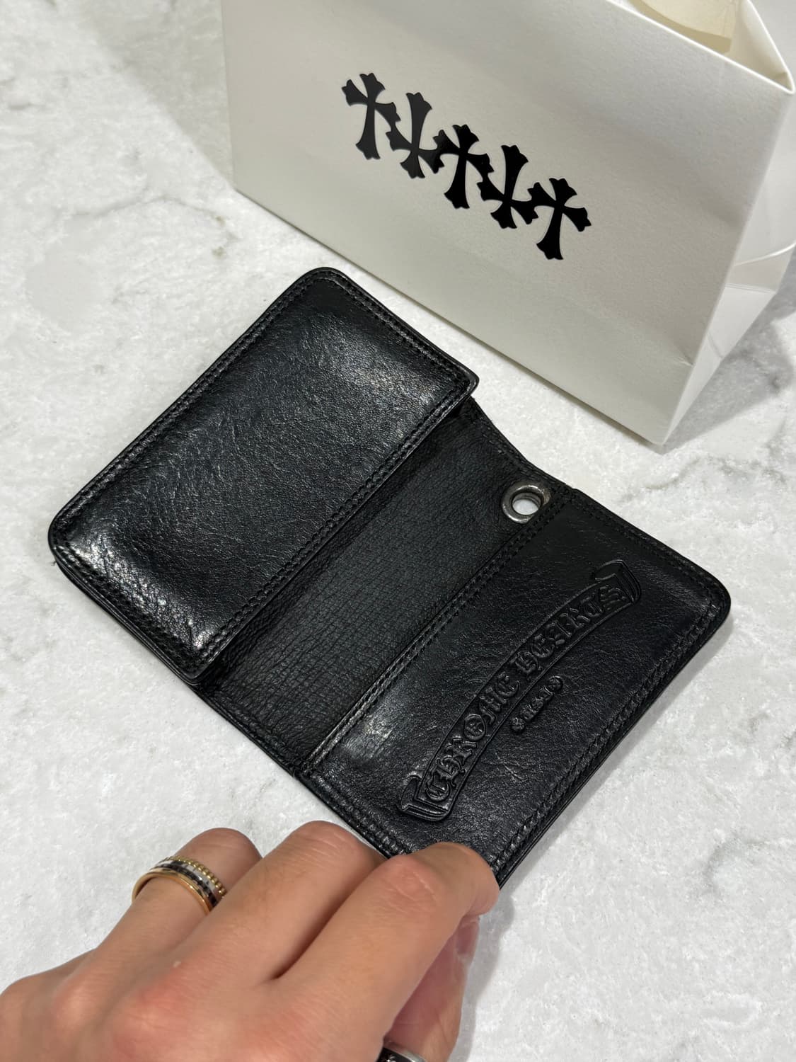 [ONE SIZE] 크롬하츠 실버 스크롤 라벨 카드지갑 블랙 상품이미지4