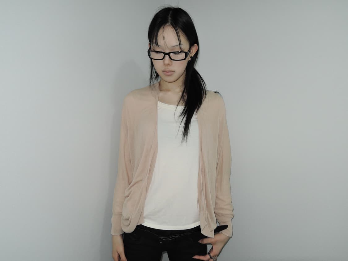 Dolman-Sleeve Sheer Knit Cardigan 상품이미지3