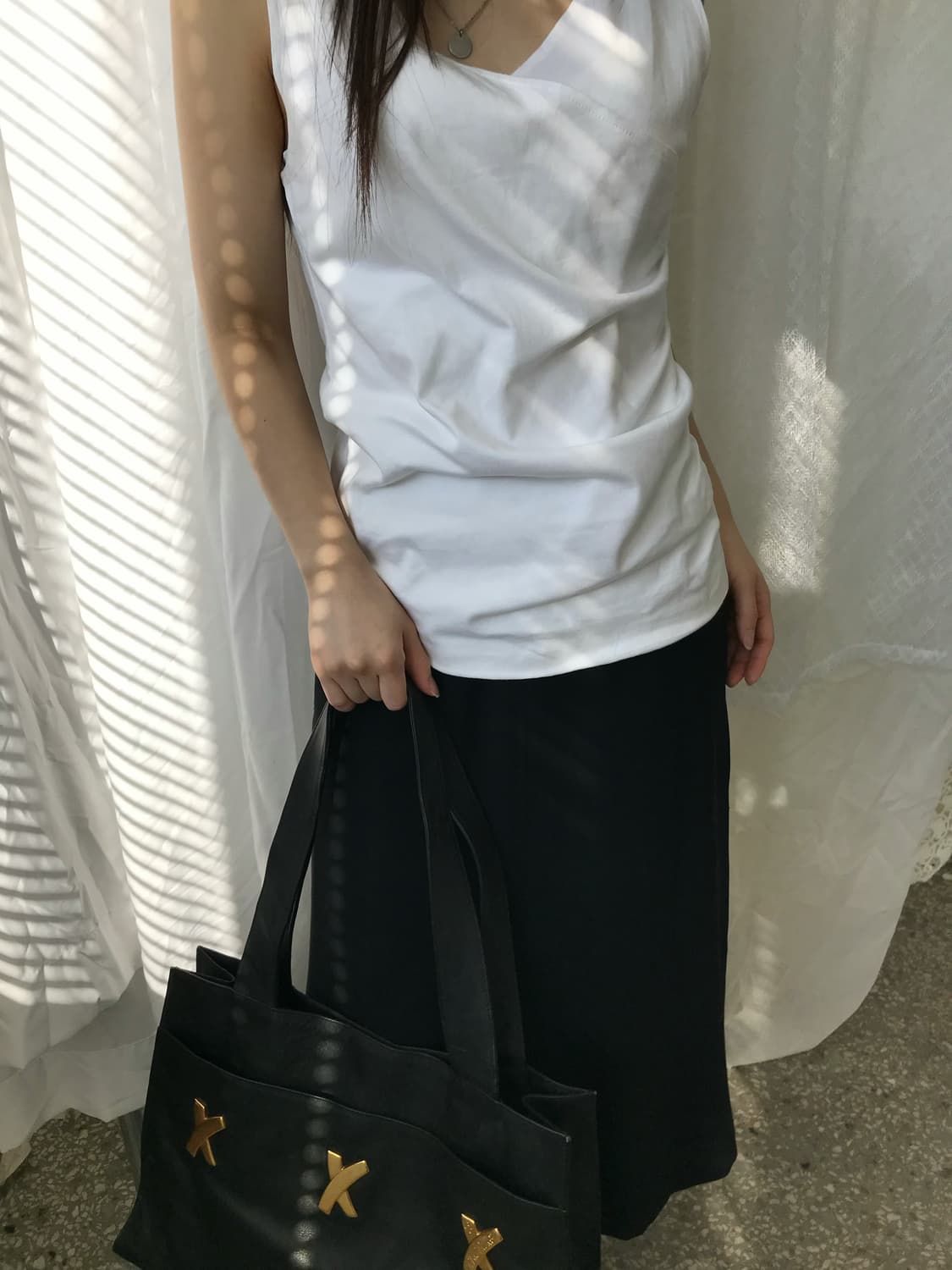 블랙 스티치 스커트  상품이미지2