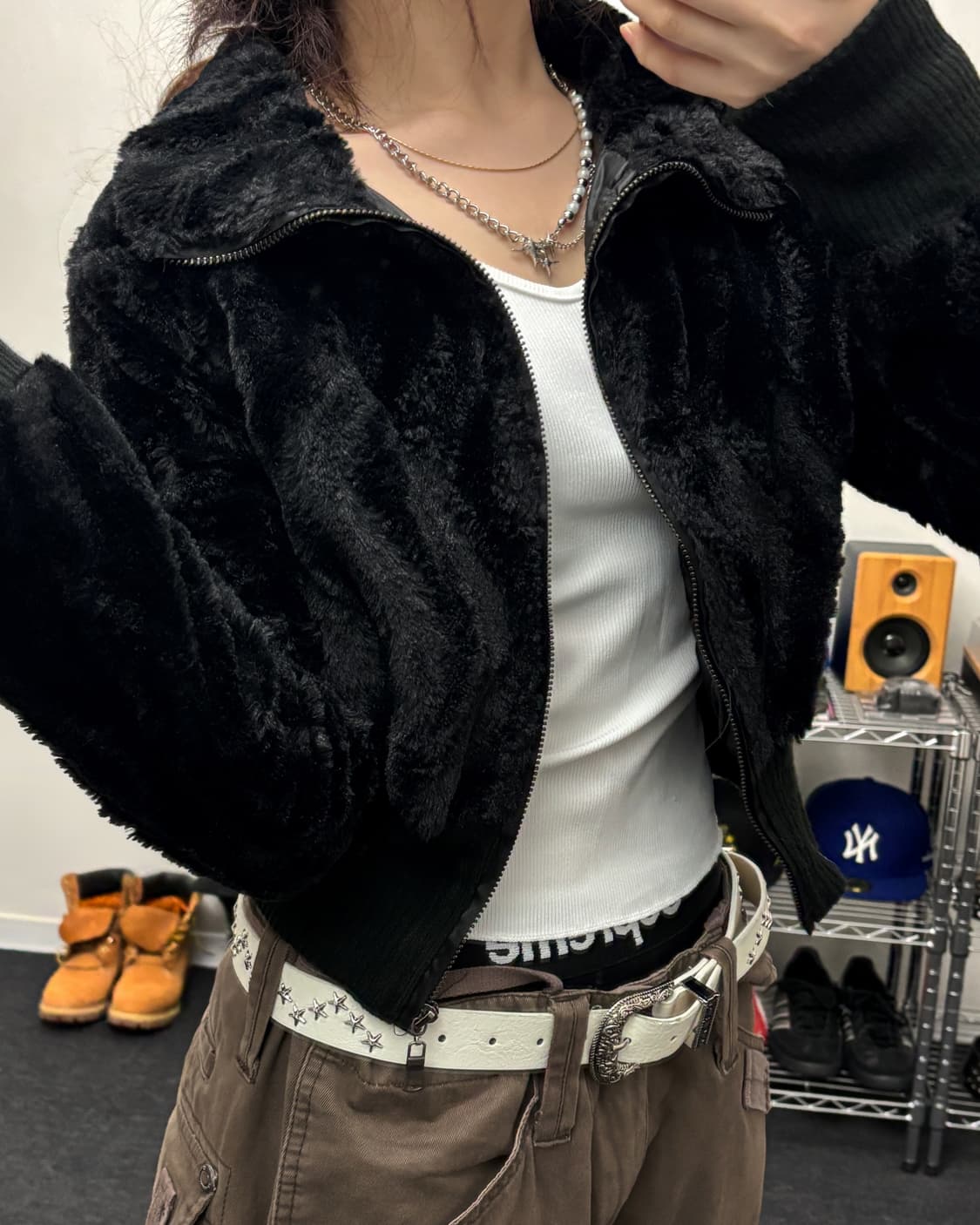 올드 빈티지 크롭 포우 퍼 자켓 상품이미지1