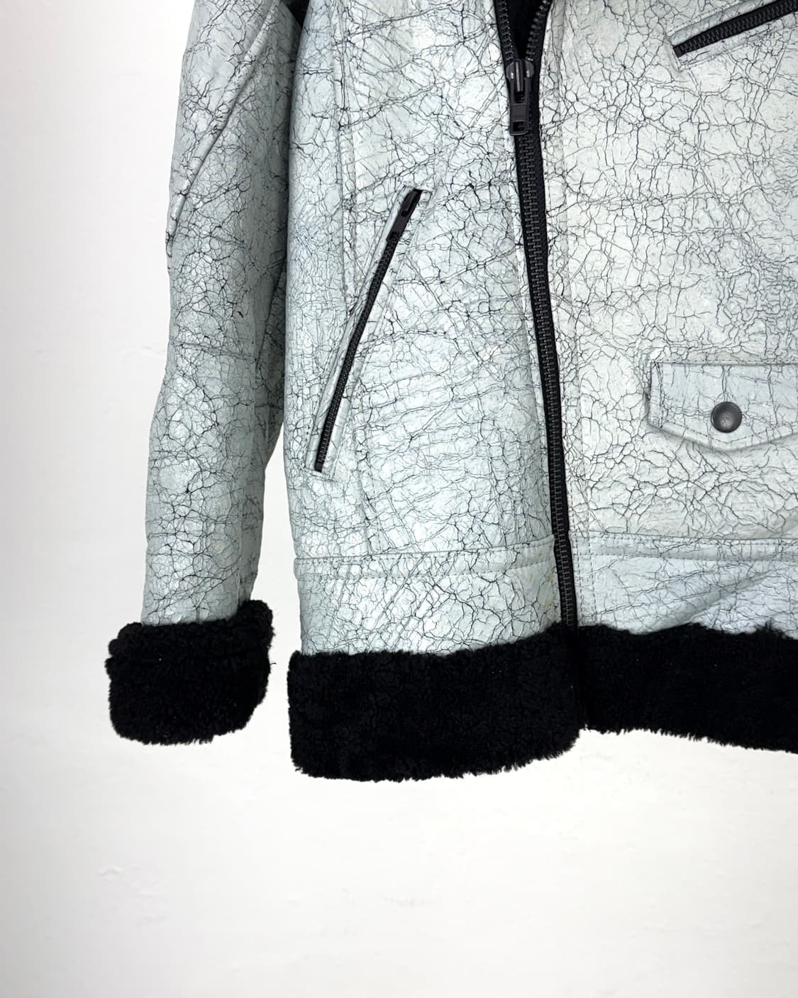 블랙 데님 비앙케토 시어링 스킨 집 라이더 자켓 상품이미지5