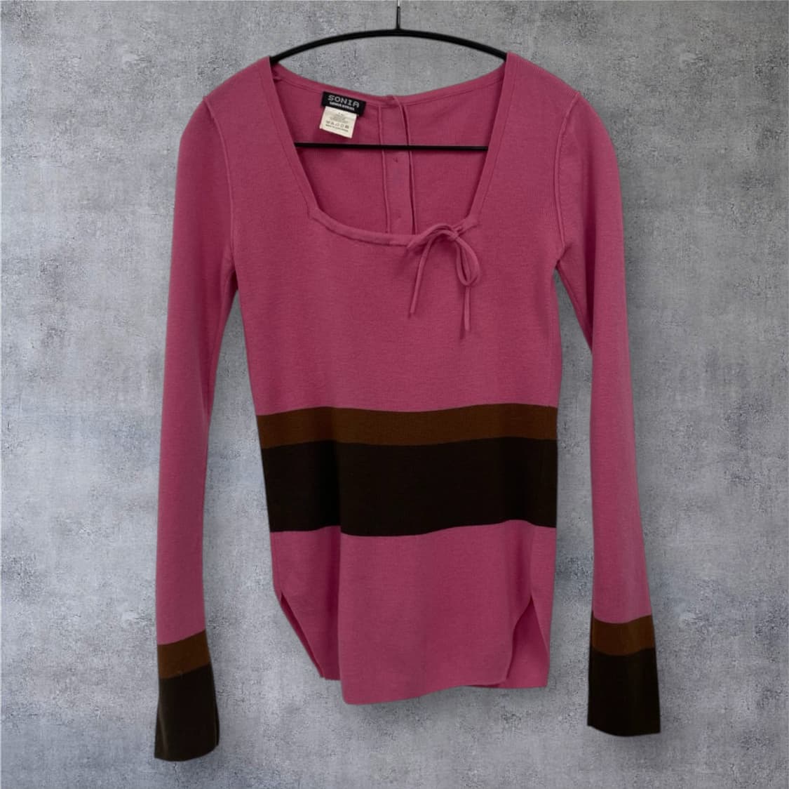 소니아 리키엘 Sonia rykiel 핑크 스퀘어넥  슬림핏 니트 M 상품이미지1