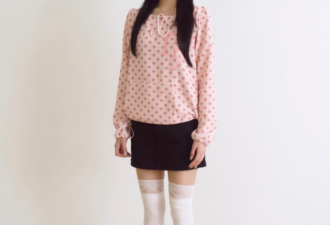 로긴 앤 로지 도트 스트링 언발 맨투맨 상품이미지2