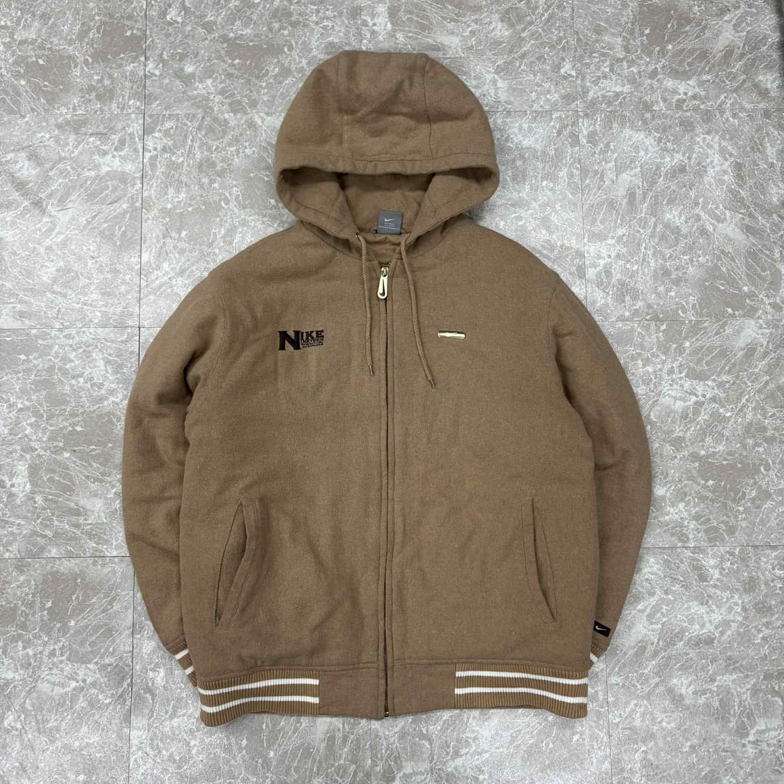 나이키 00s 베이지 울 퀄팅 후드 점퍼 자켓(95) 상품이미지2