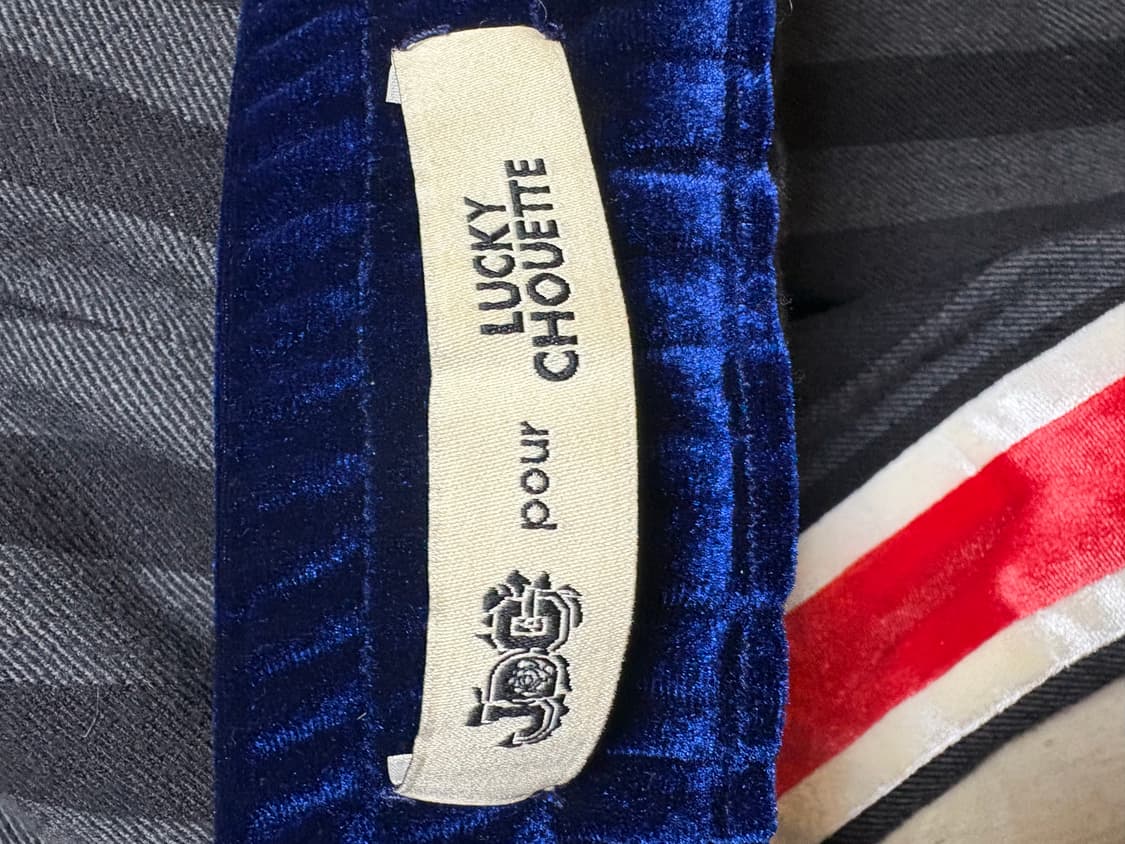 정품/] 럭키슈에뜨 벨벳 배색 스트라이프 와이드 팬츠 (36) 상품이미지2