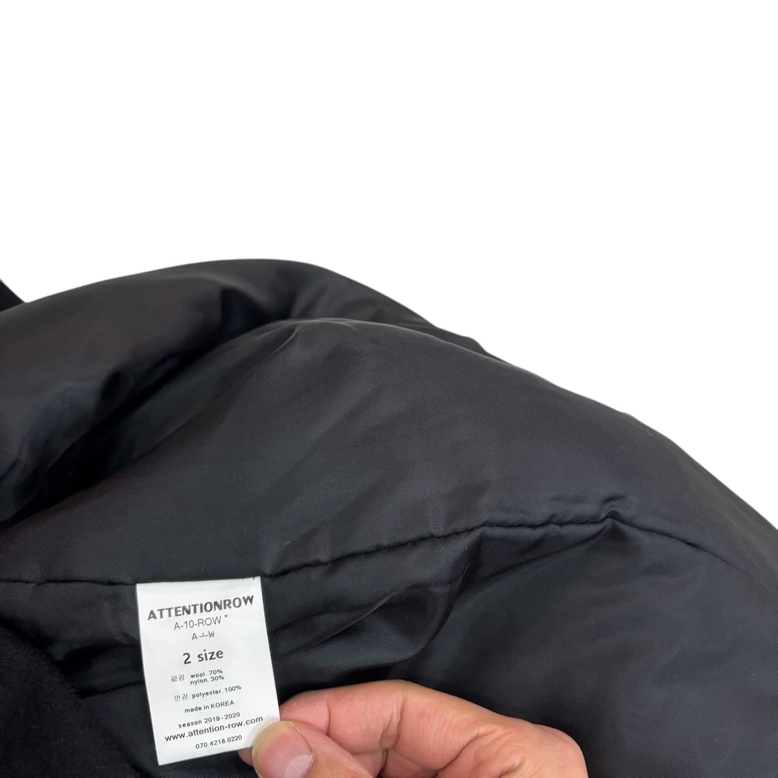 어텐션로우 블랙 오버 핏 후드 코트 상품이미지4