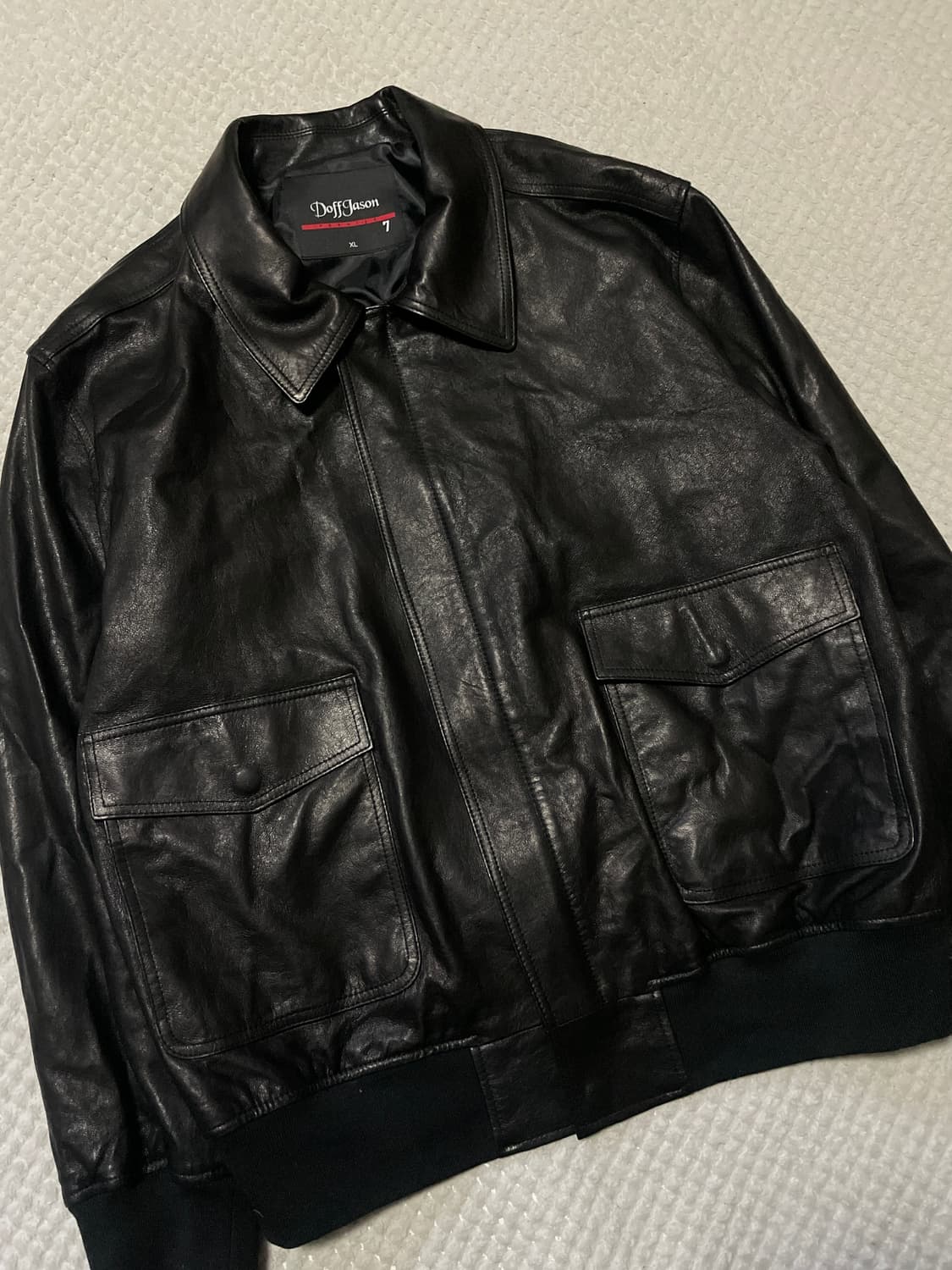 도프제이슨 프리미엄 배지터블 클래식 A-2 레더 자켓 블랙 상품이미지7