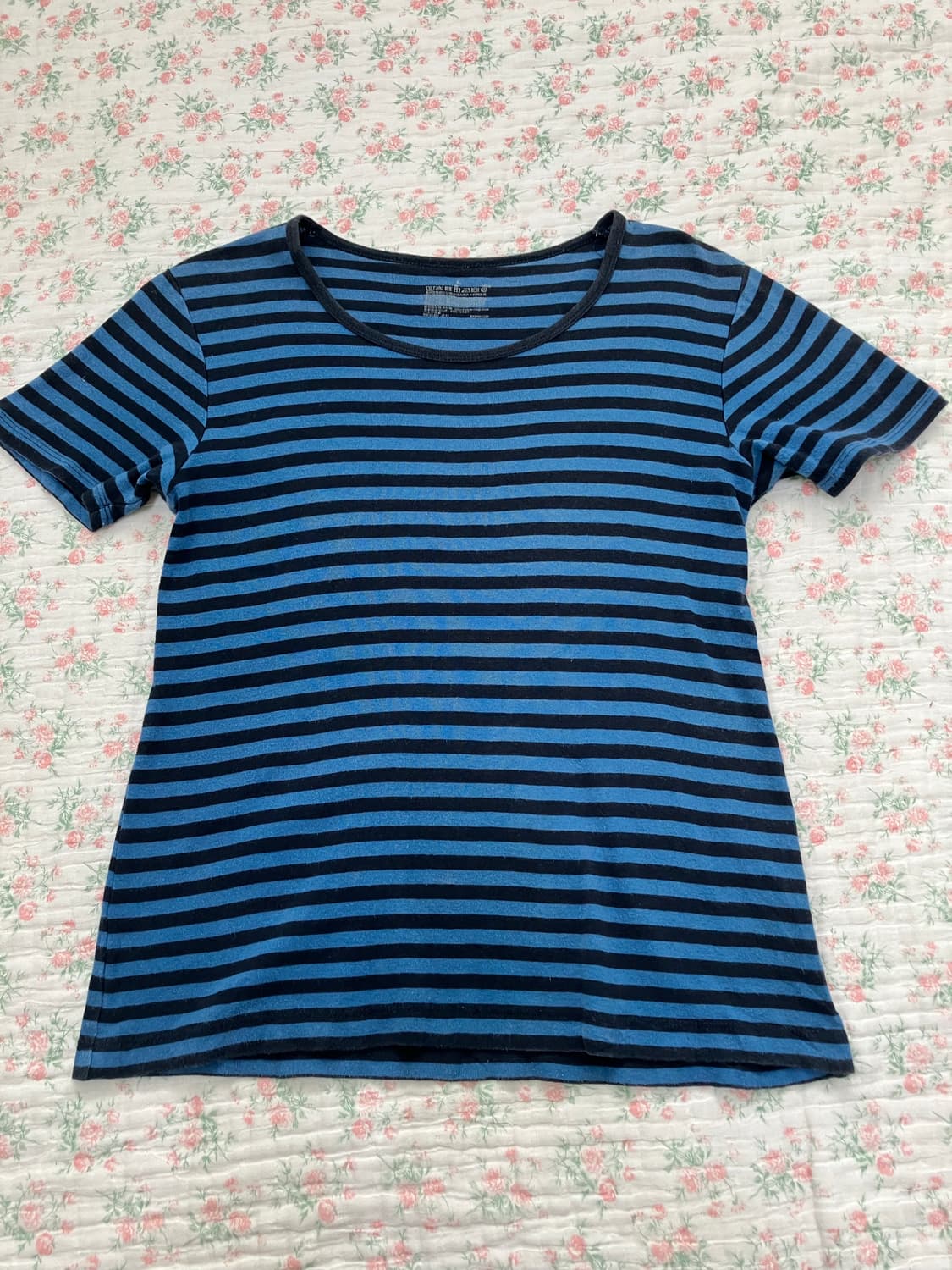 빈티지 블루 스트라이프 모리 반팔 1114 모리걸 y2k 스트릿 갸루 펑 상품이미지3