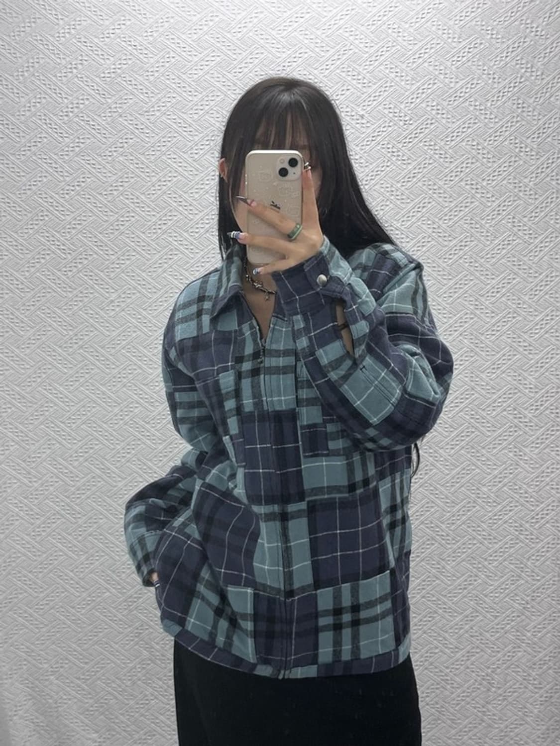 오베이 올드스쿨 스트릿 유니크 격자 체크 자켓 M C07903 상품이미지1