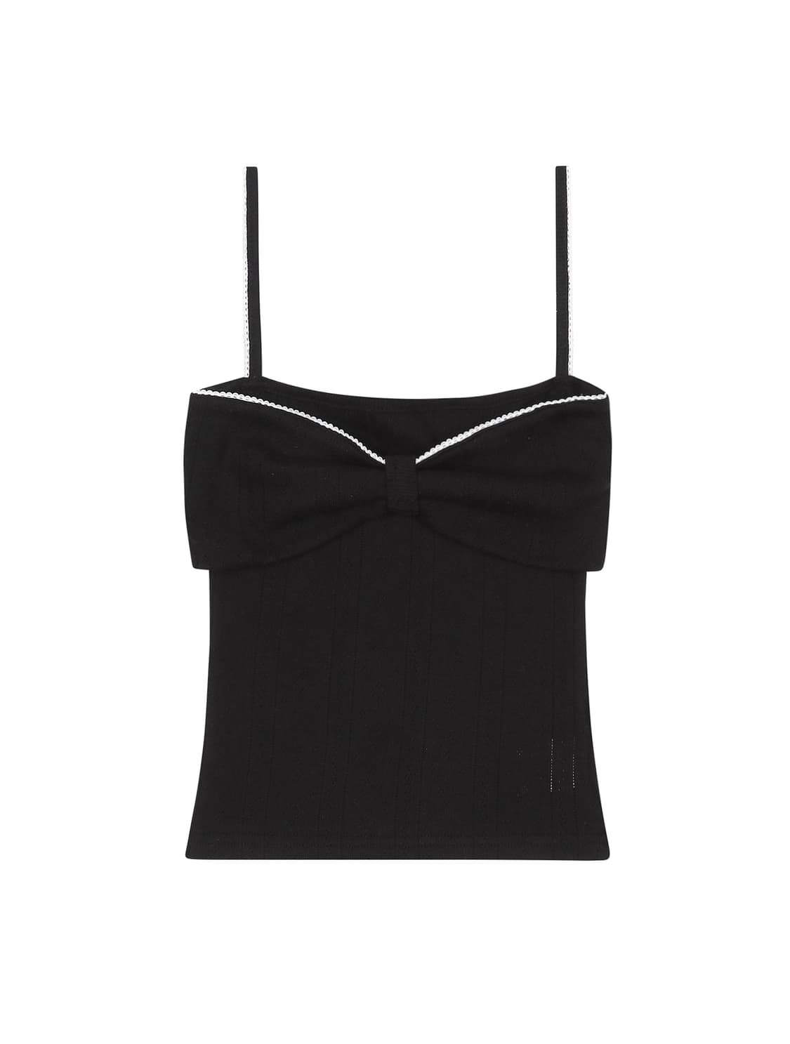 PONNIES 포니즈 레이스 리본 슬리브리스 나시 블랙 상품이미지1