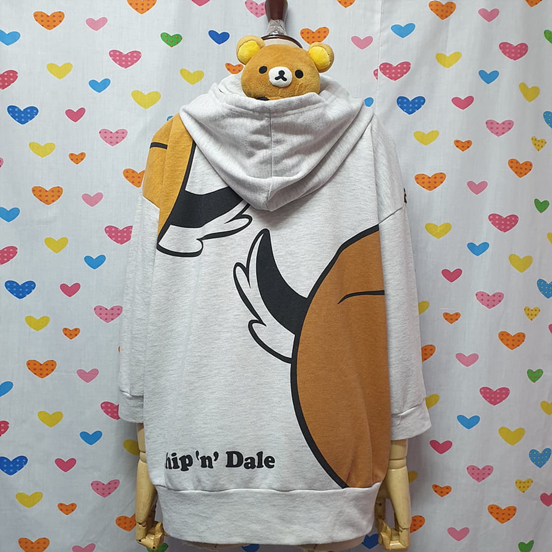 디즈니 칩앤데일 양면 다람쥐 캐릭터 그래픽 프린팅 프린트 후드 반팔티셔츠 상품이미지5