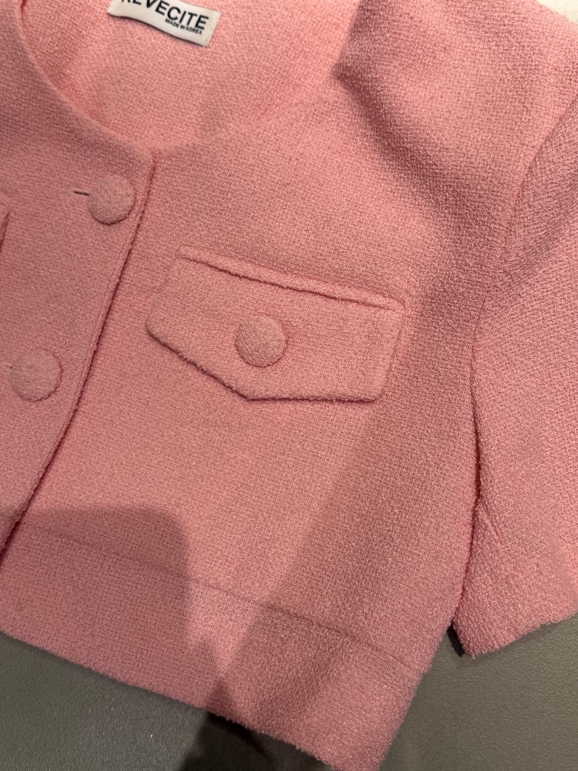 리버시티 에이블리 크롭 트위드 반팔자켓 상품이미지3