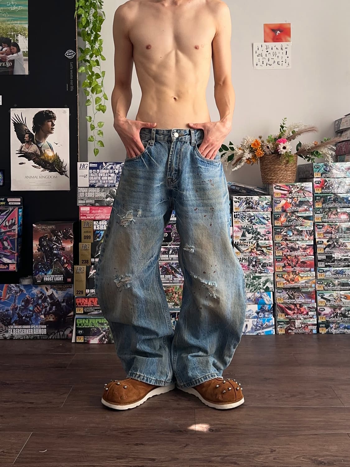 Decency Concept 더티 & 페인팅 와이드 벌룬 데님 상품이미지1