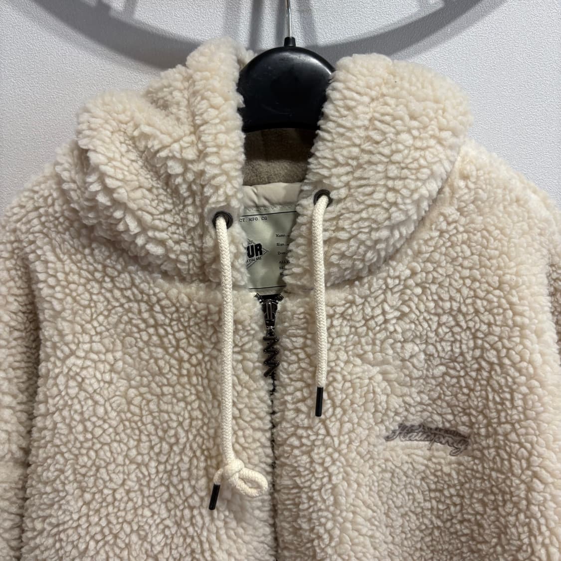 WVUR 뽀글이 후드 집업 M 아이보리 상품이미지3