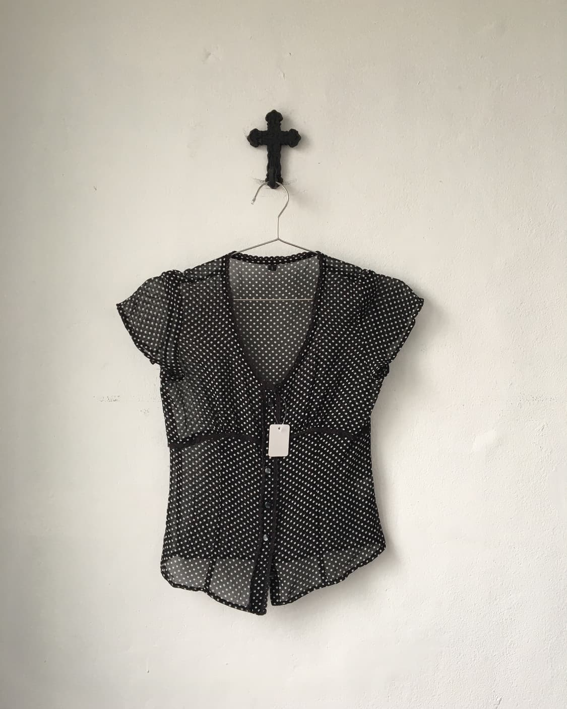 Dot pattern see through blouse 상품이미지1