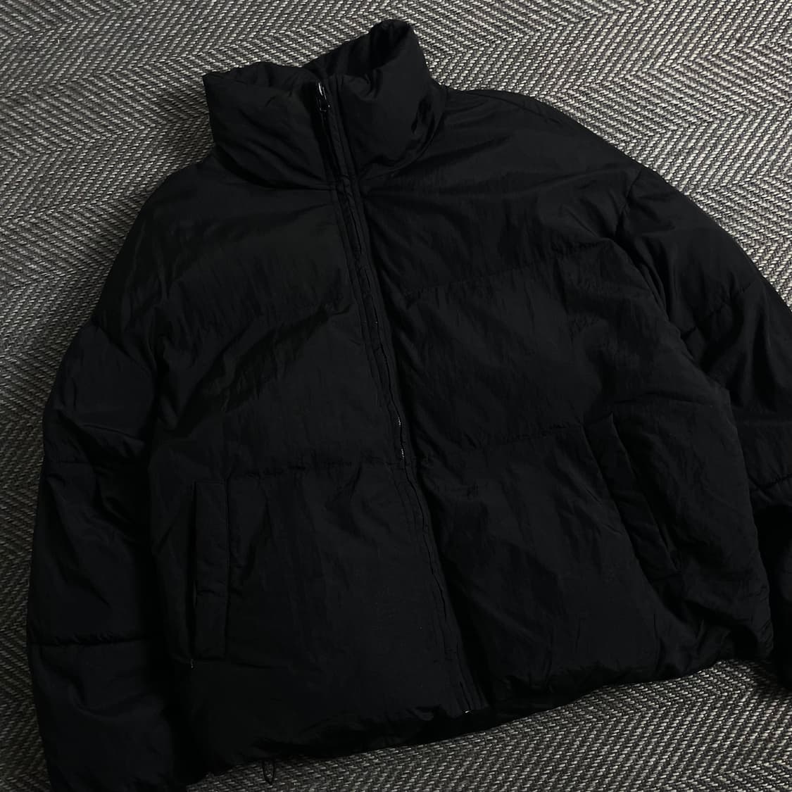 ASNOFIT 미니멀 박시핏 푸퍼 패딩 블랙y 3938 상품이미지1