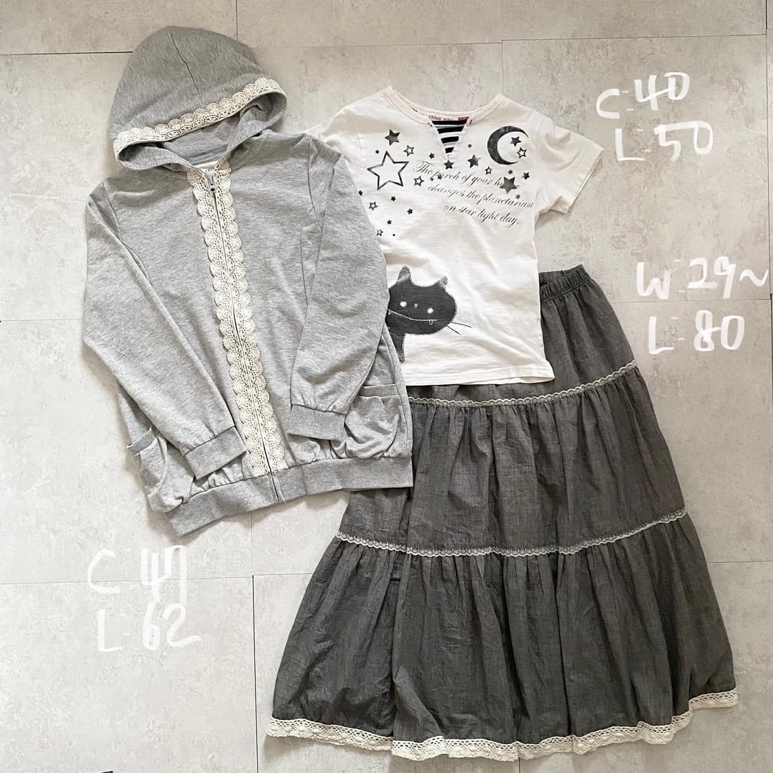 grey neko mori hoody skirt set 상품이미지4