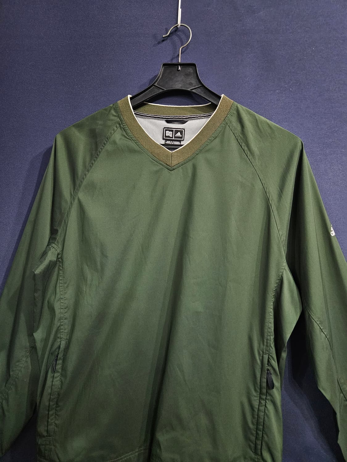 아디다스 올드스쿨 다크그린 남성 오버핏 95~100 브이넥 바람막이 웜업 상품이미지7