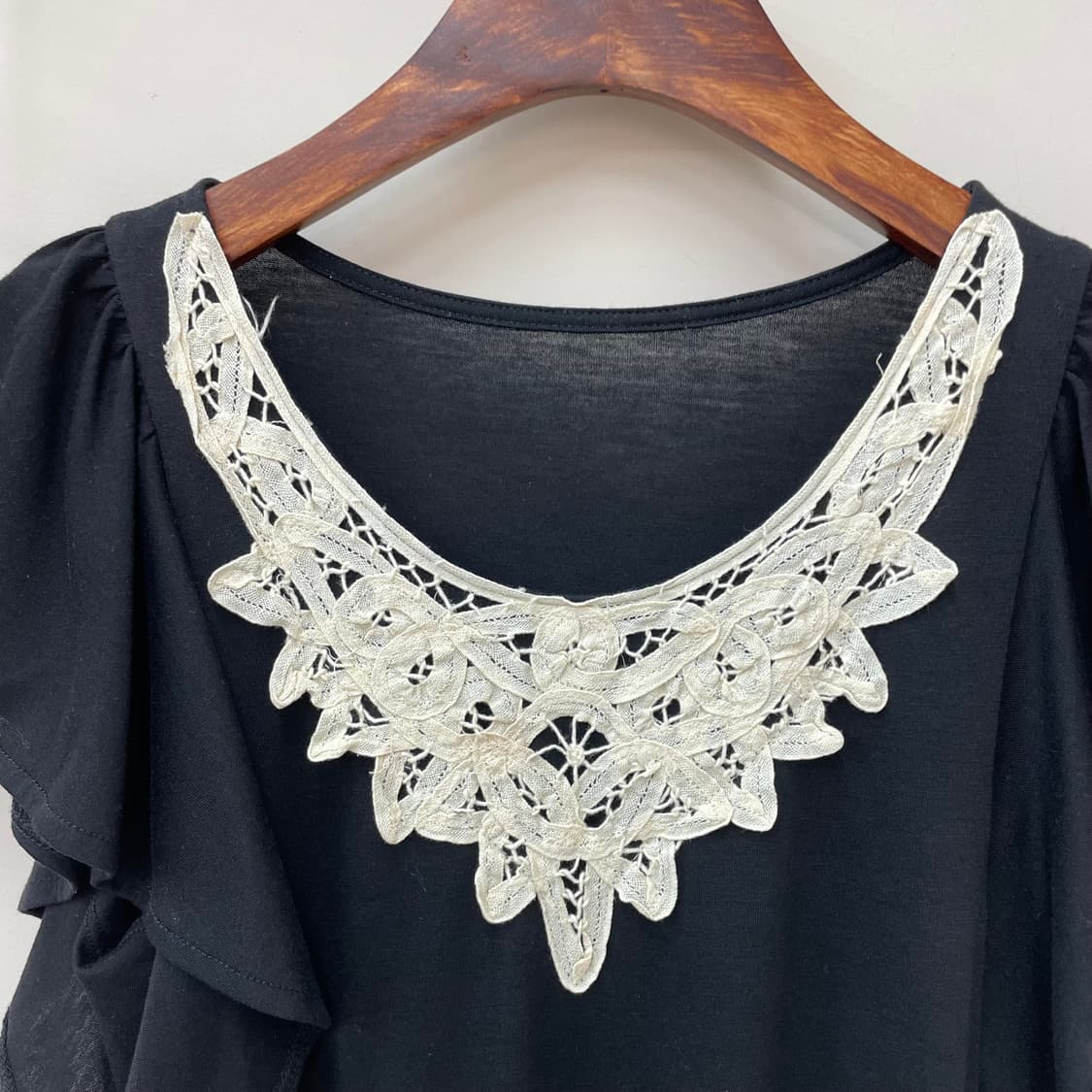 로맨틱 라떼 케미컹 레이스 반팔 블랙 원피스 상품이미지3