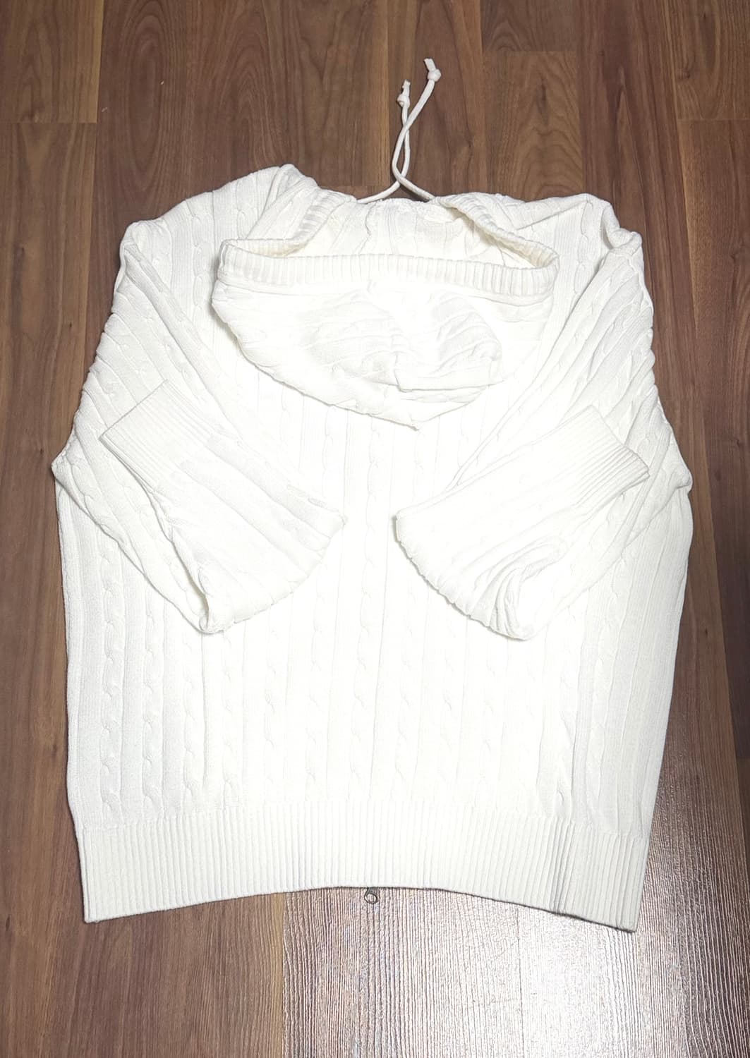 예일 케이블 아이보리 니트 후드집업 상품이미지4