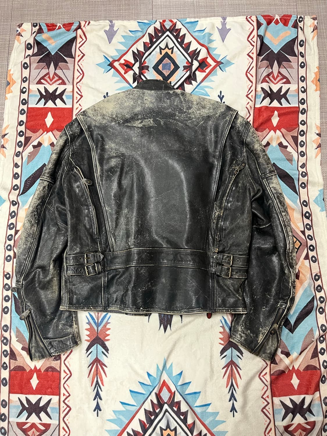 90's 퍼스트 기어 소가죽 모터사이클 자켓 42~44 상품이미지6