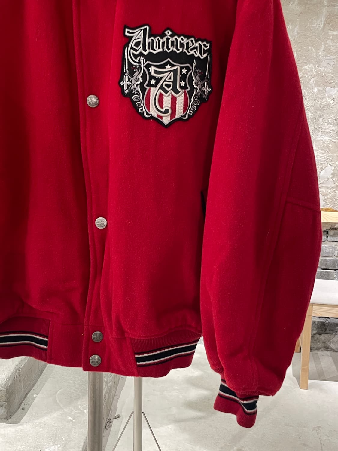 아비렉스 레드 usa 앰블럼 봄버 핏 울 바시티 자켓 상품이미지6