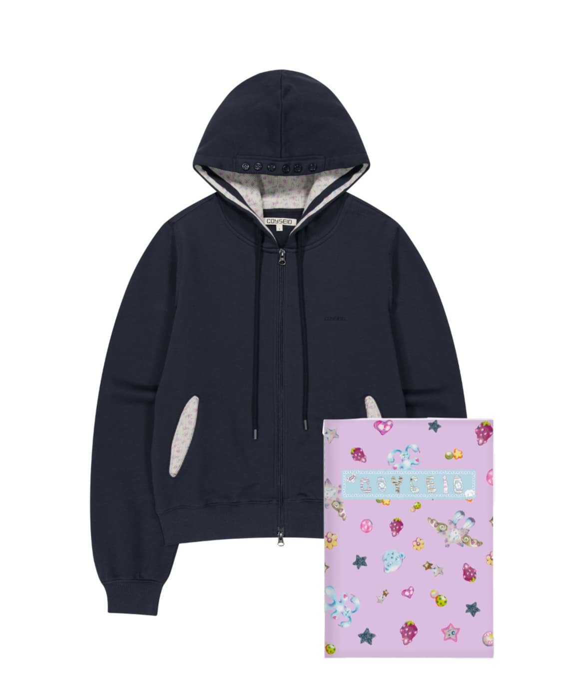 코이세이오 플라워 포인트 집업 후디 네이비 2 (+노트 증정) 상품이미지1