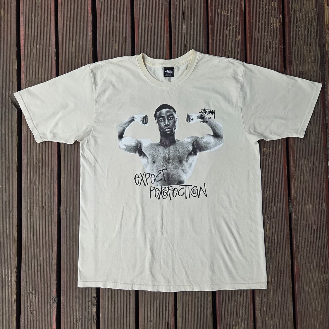 스투시 x 마틴 로즈 스탠드 펌 피그먼트 다이드 티셔츠 내츄럴 상품이미지2