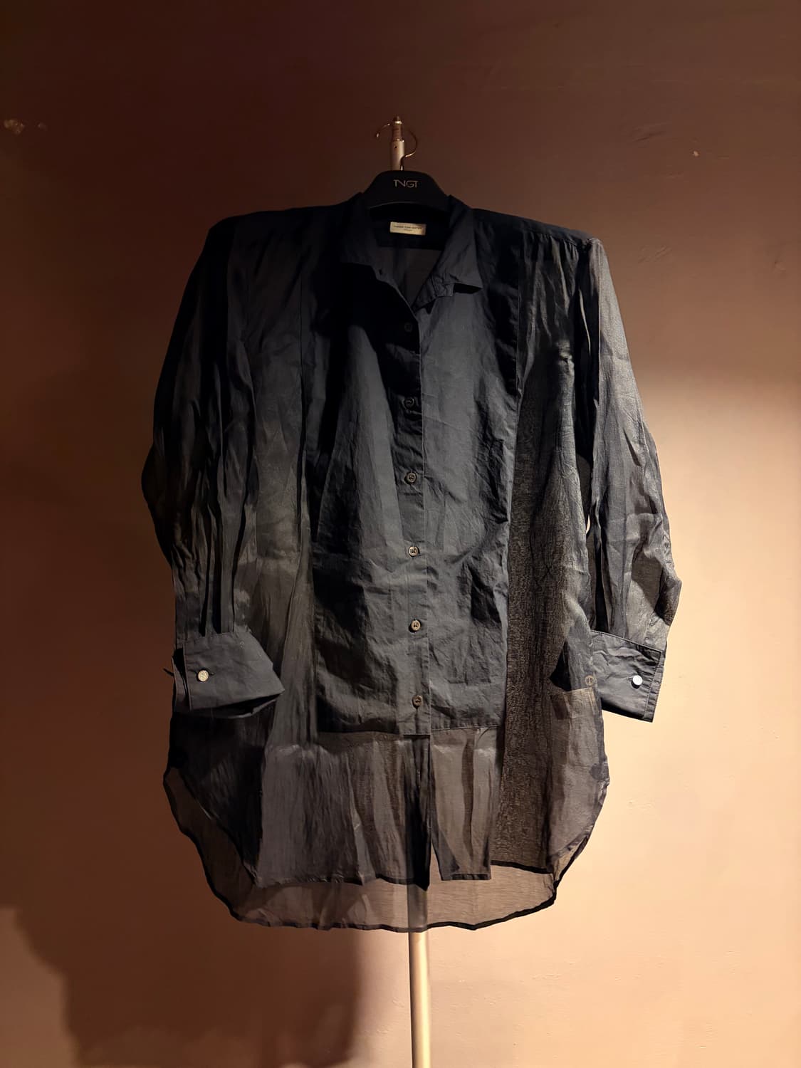 드리스반노튼 시스루 롱셔츠 블랙 상품이미지1