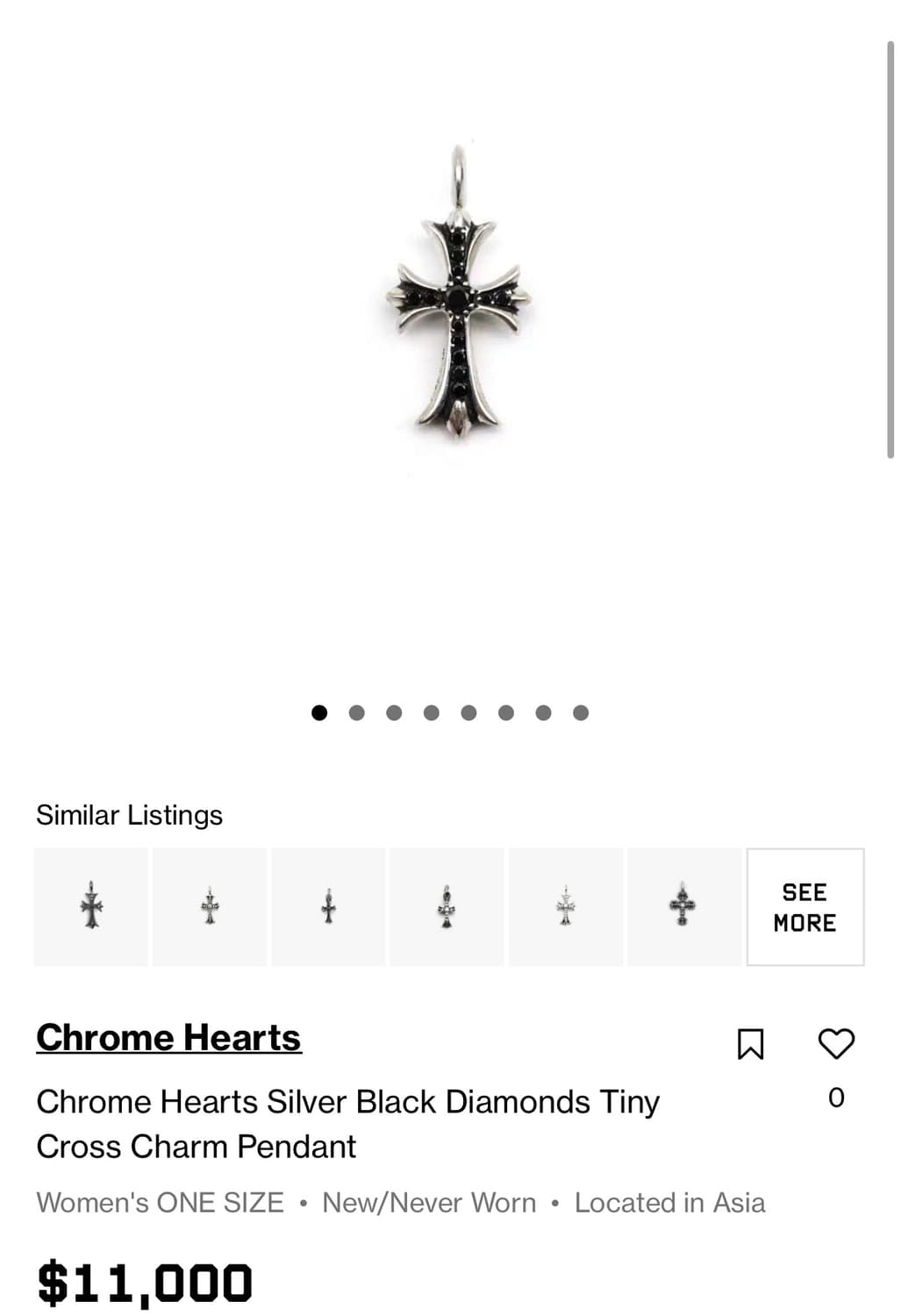 크롬하츠 타이니 크로스 풀파베 블랙 다이아 상품이미지2