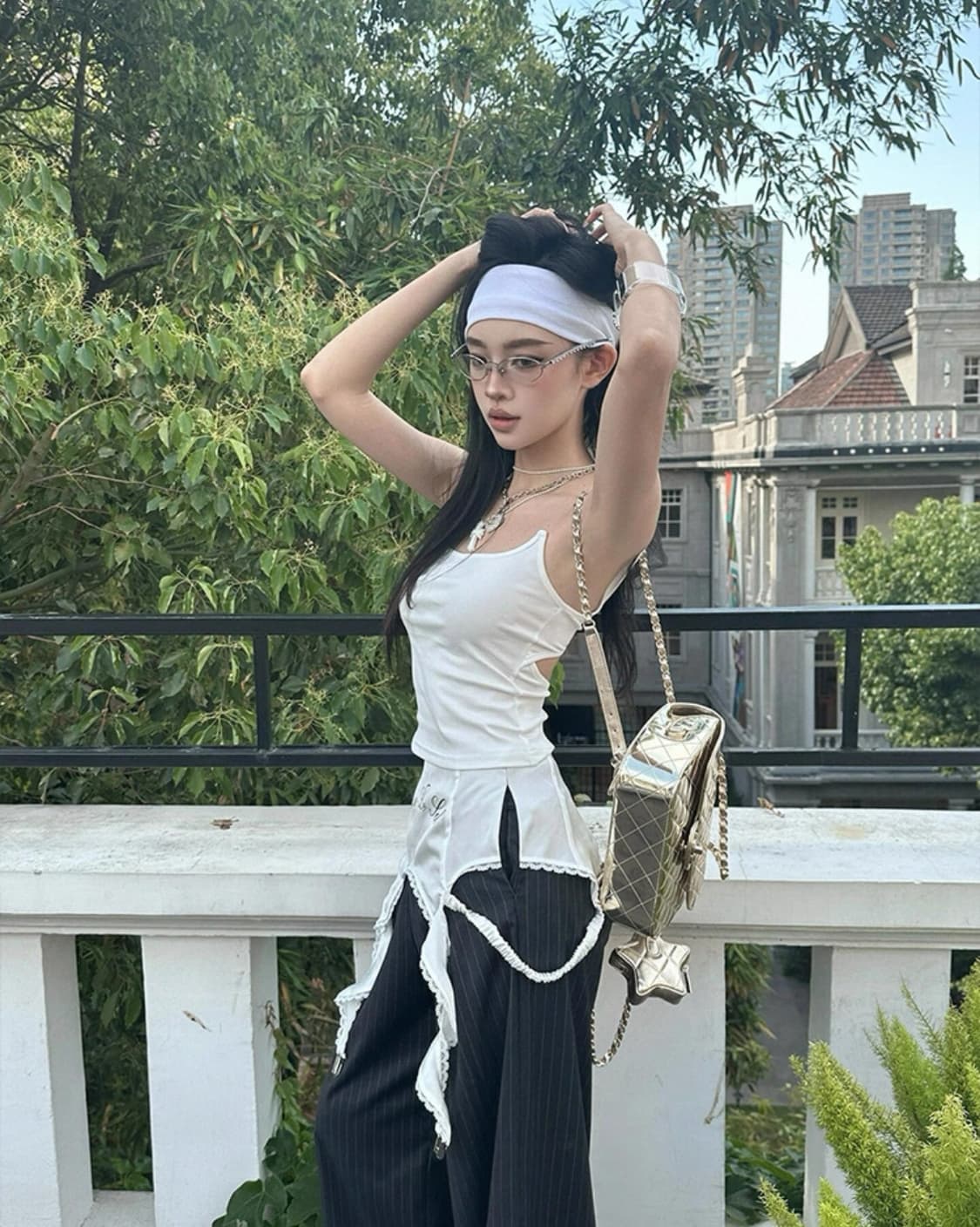 레이스 그레이 스트라이프 슬랙스 상품이미지2