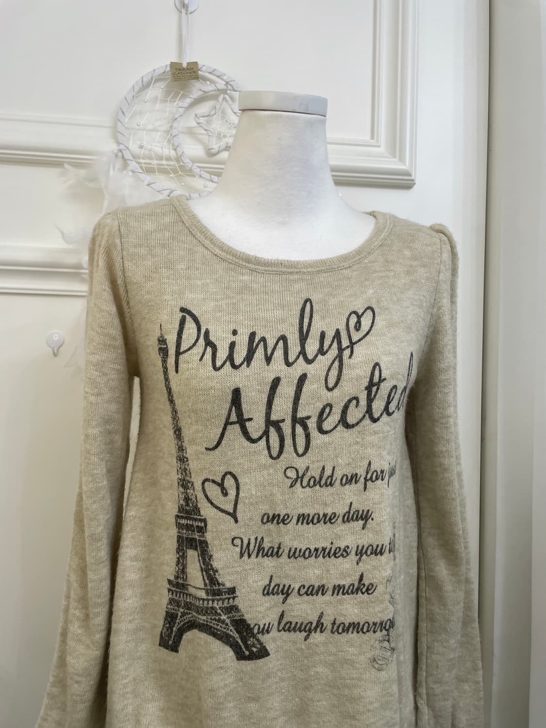 khaki melange lettering cute peplum top 상품이미지5