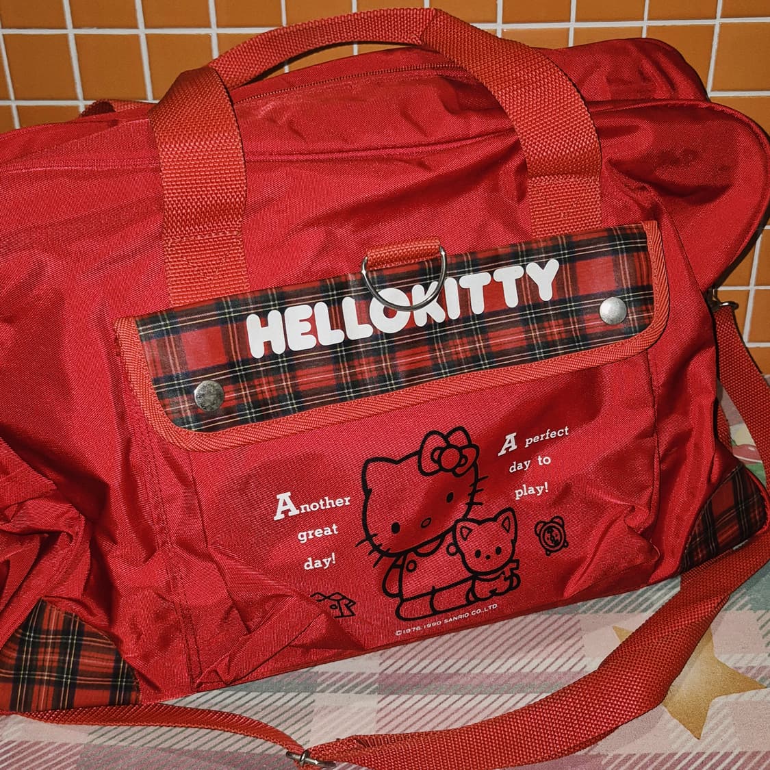 00s 헬로키티 오리지널 타탄 체크 빅 보스턴백 상품이미지9