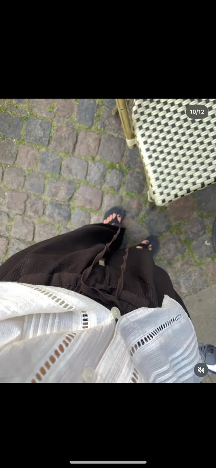 타낫 스트라이프 밴딩 와이드 팬츠 브라운 상품이미지1