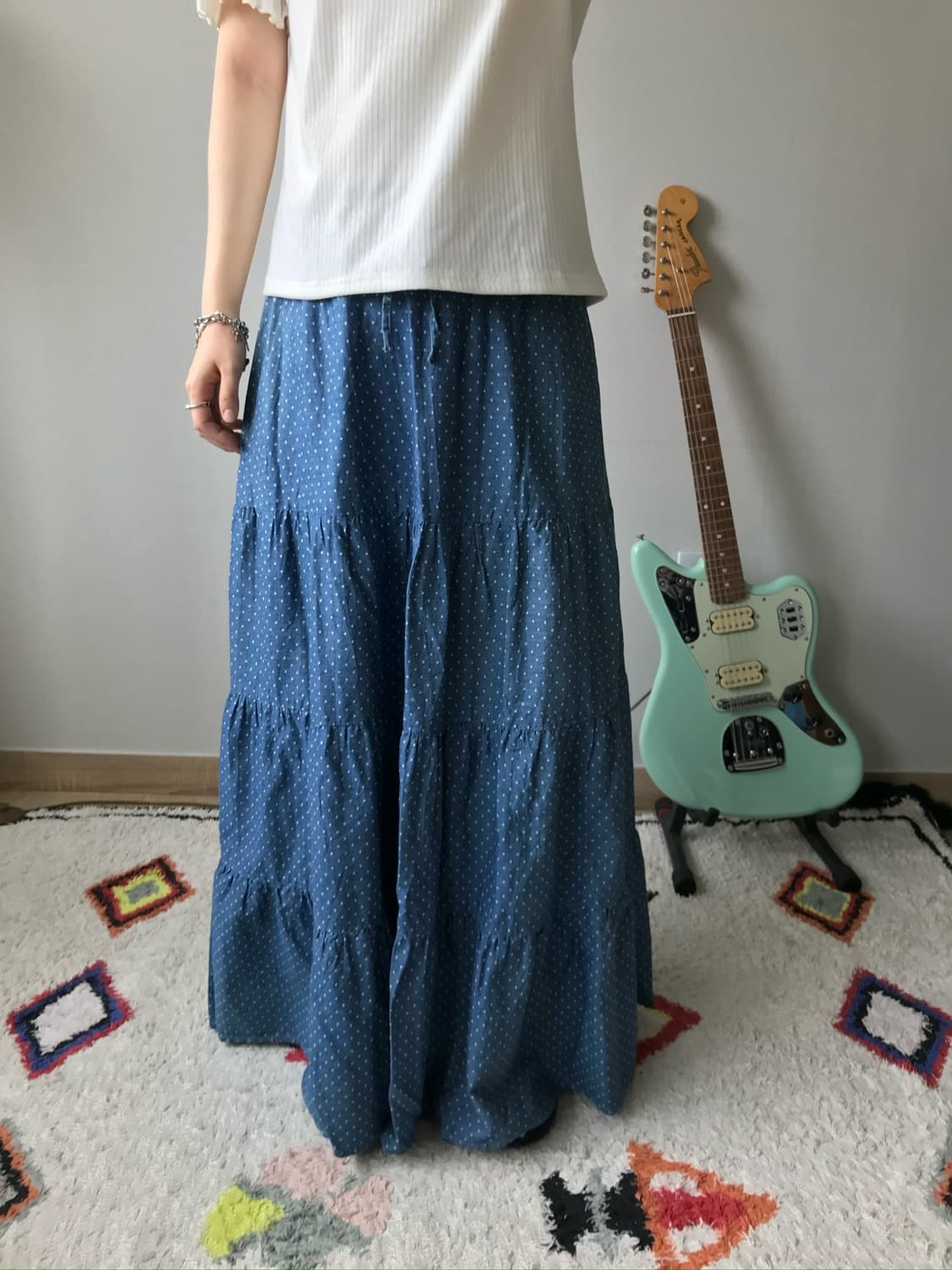 dot blue maxi skirt 상품이미지1