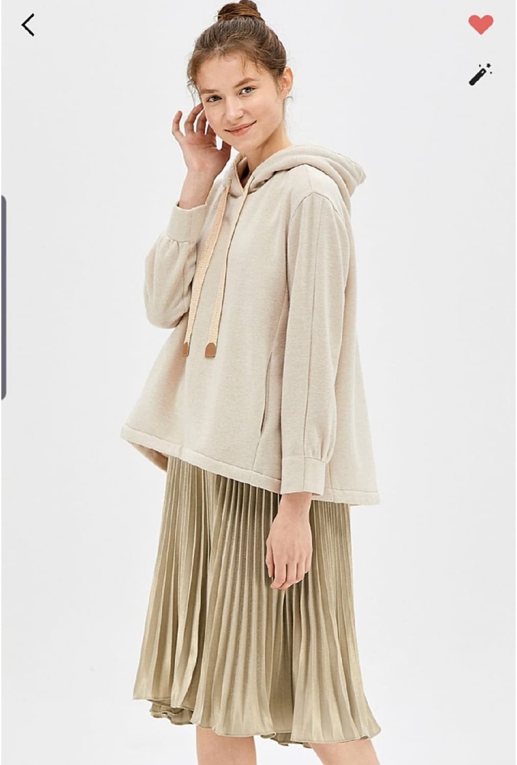 SJSJ 안감기모 후드 티셔츠 플리츠 원피스 44~55사이즈 상품이미지4