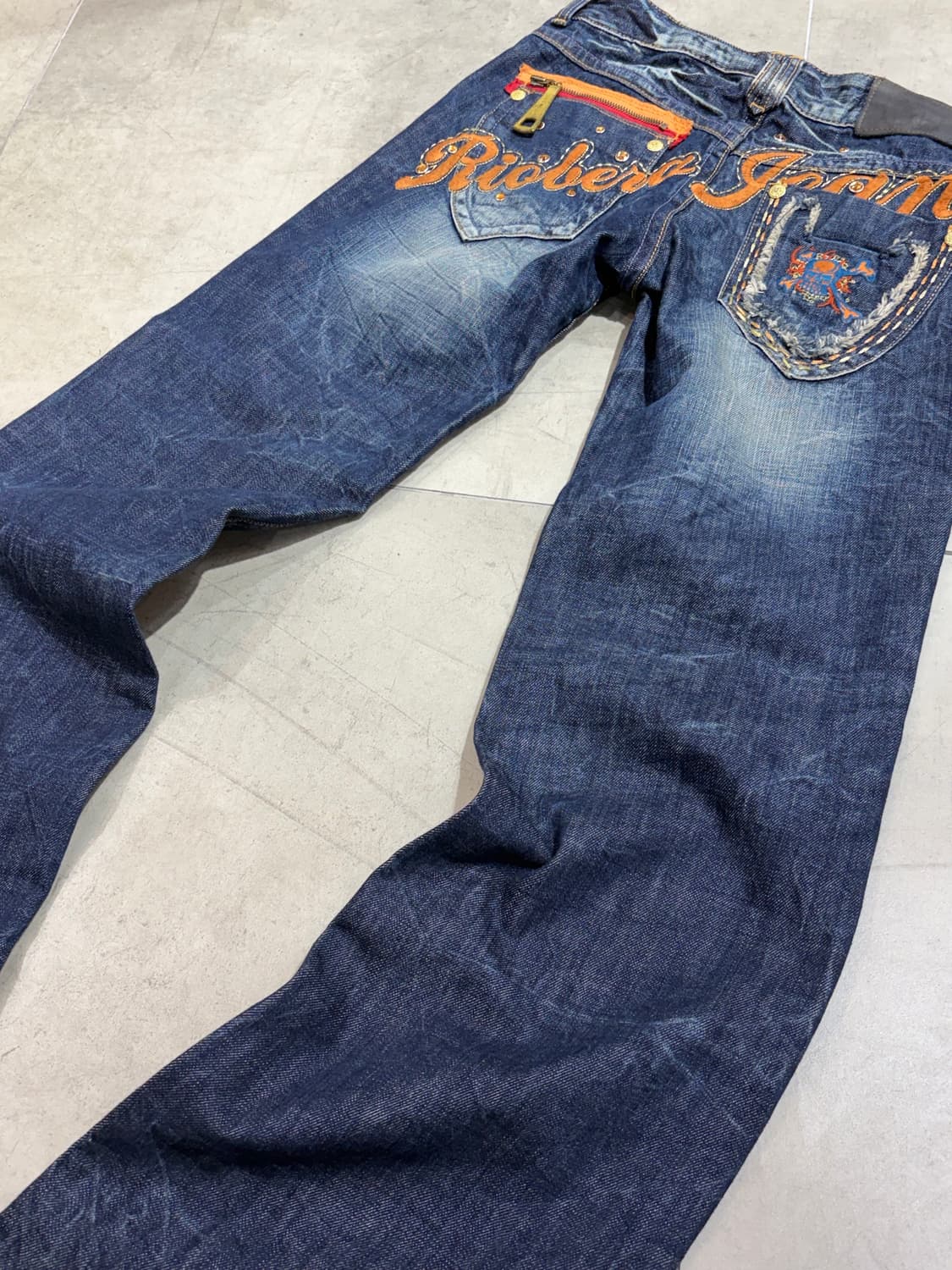 REDPEPPER 레드페퍼 오렌지 펑크 자수 데님팬츠 상품이미지4