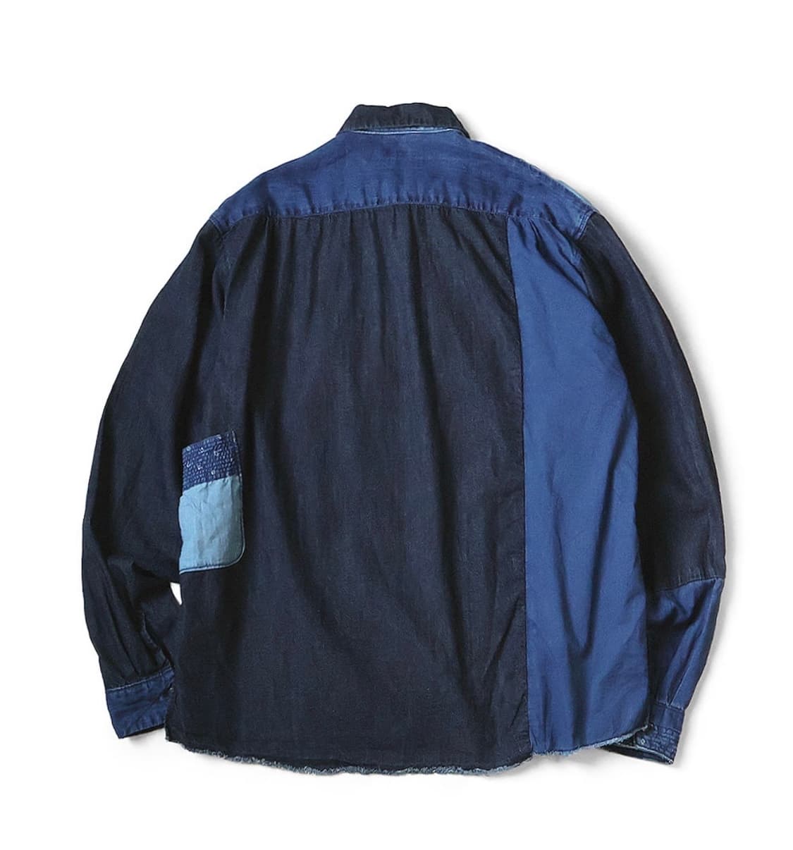 4) 캐피탈 코튼 X 리넨 패치 카트만두 긴팔 셔츠 인디고 상품이미지2