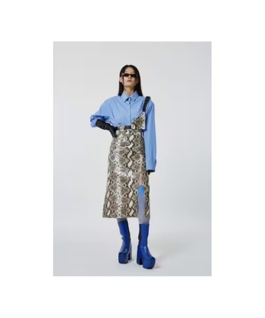 MORE THAN DOPE Slit mid skirt (python) 상품이미지1