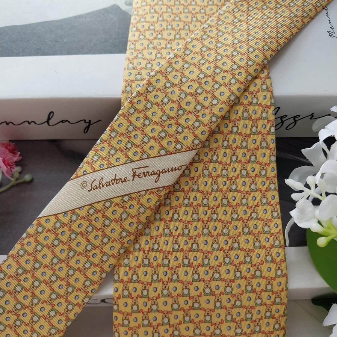 살바토레 페라가모 애니멀 모티브 넥타이 8.8cm A+등급 K2305 상품이미지3