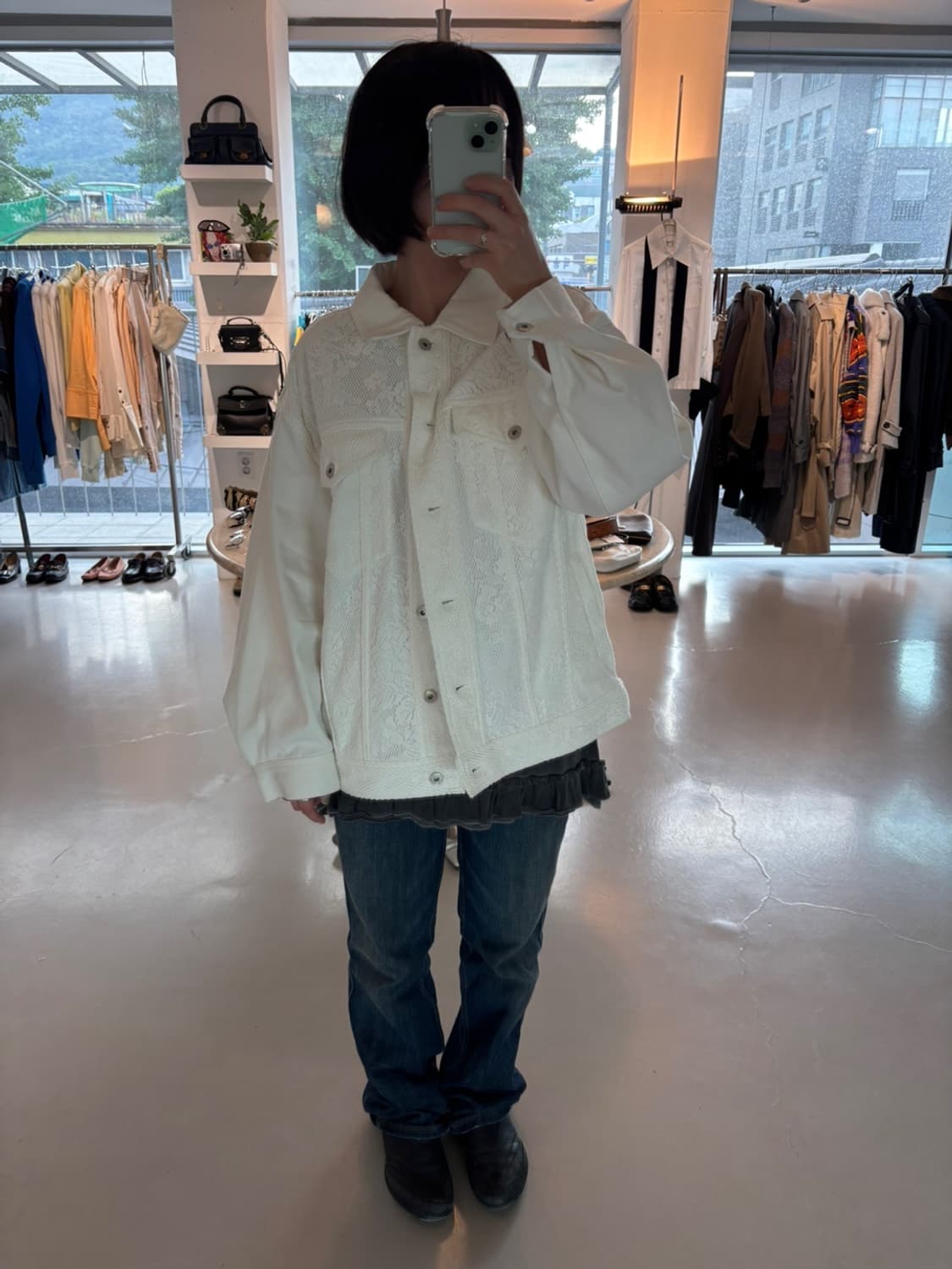 SNIDEL Lace Trucker Jacket 상품이미지1