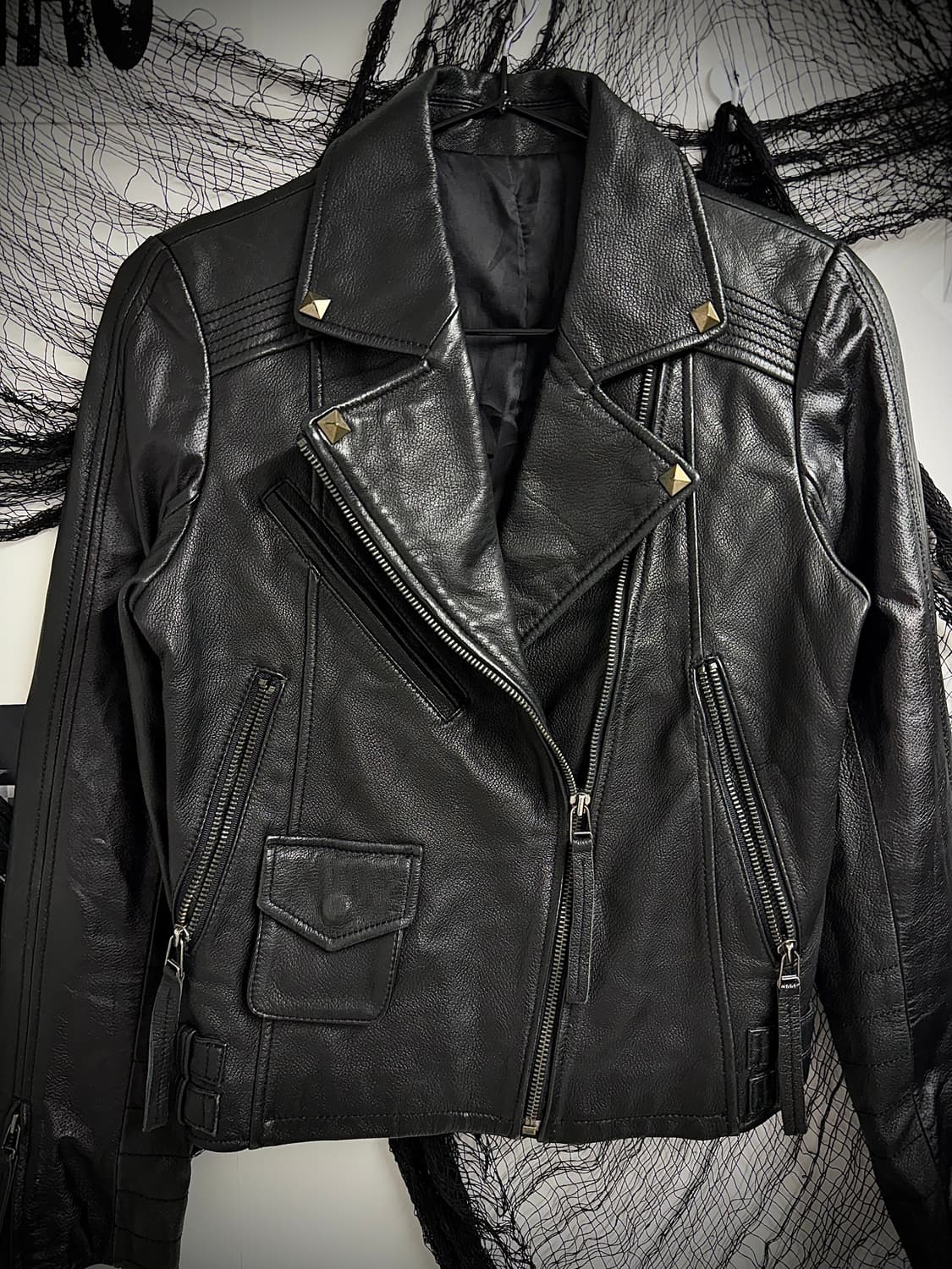 Real leather studs jacket 상품이미지2